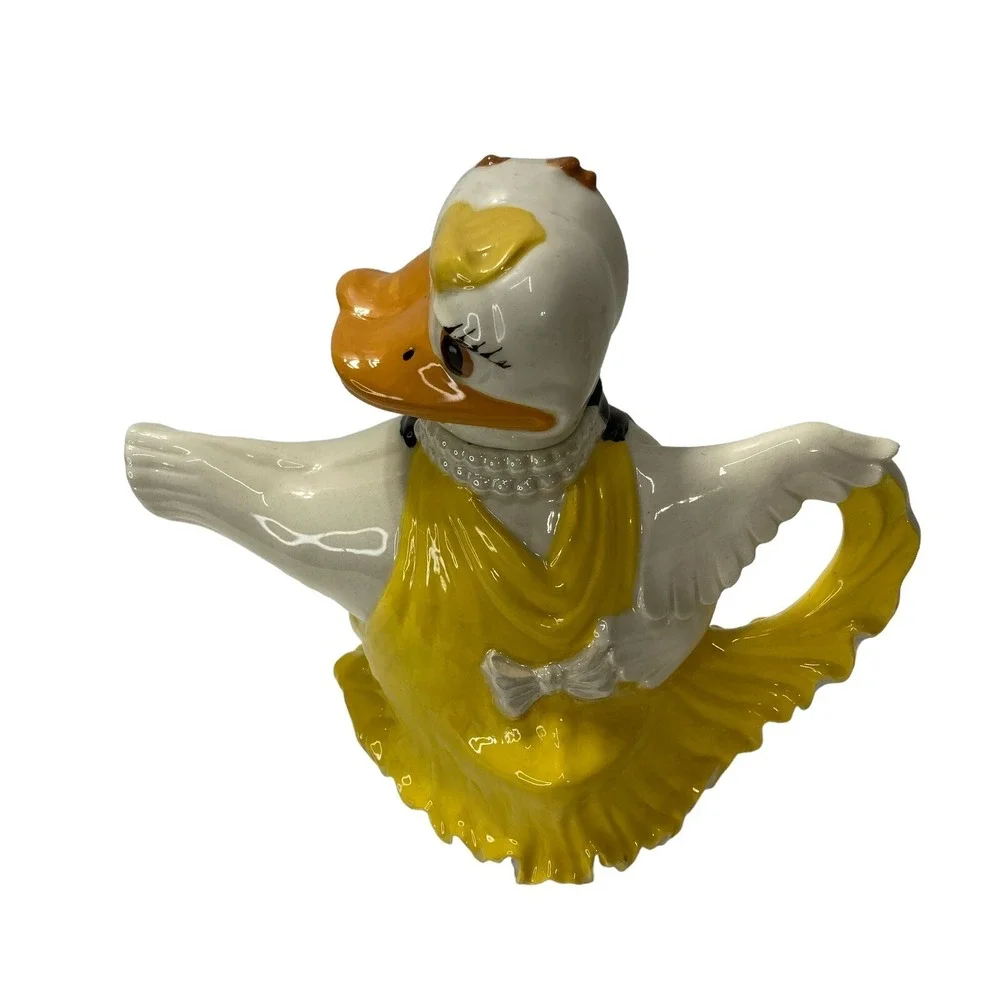 Dancing Duck Couple Teapot with‎ Duck Sugar Bowl Tea party  Tea Lover Gift Vtg